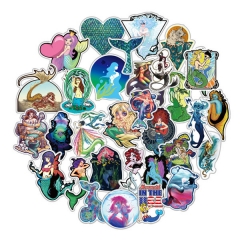 50pcs/set The Little Mermaid Characters Cartoon Waterproof Decoration Kawaii Anime PVC Luggage Stickers