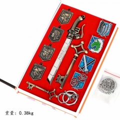 Attack on Titan Japanese Manage Anime Alloy Keychain Crafts Weapon Set