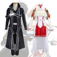 Sword Art Online | SAO Kirigaya Kazuto and Yuuki Asuna Cartoon Character Cosplay Anime Costume (Set)