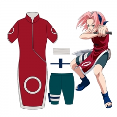Naruto Haruno Sakura Cartoon Character Cosplay Anime Costume (Set)