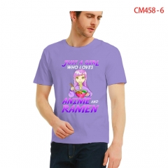 14 Styles Just a Girl Who Loves Anime Words For Men Color Printing Anime Cotton T shirt