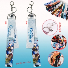 Genshin Impact Cartoon Cosplay Pendant with Bell Ribbon Keychain