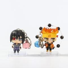 2pcs/set Naruto Japanese Cartoon Character Anime PVC Figure Keychain