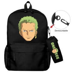 11 Styles One Piece  Black Color Cartoon Canvas Waterproof Anime Backpack Bag+Pencil Bag