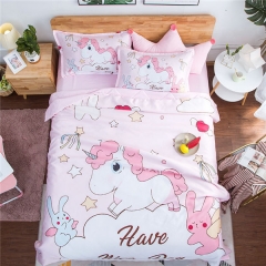 2 Sizes 2 Styles Unicorn Summer Quilt+Bed Sheet+Pillowcase (Set)