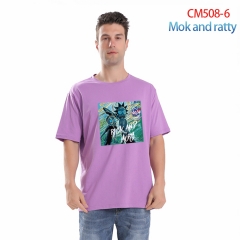 7 Styles Mok and Ratty Anime Words For Men Color Printing Anime Cotton T shirt