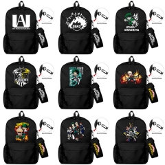10 Styles My Hero Academia  Black Color Cartoon Canvas Waterproof Anime Backpack Bag+Pencil Bag