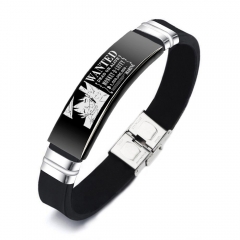 18 Styles One Piece Design Stainless Steel Silicone Anime Bracelet&Bangles