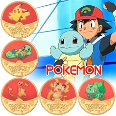 6 Styles Pokemon Anime Souvenir Coin Souvenir Badge Cartoon Stainless Steel Decoration Badge