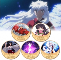 6 Styles Inuyasha Anime Souvenir Coin Souvenir Badge Cartoon Stainless Steel Decoration Badge