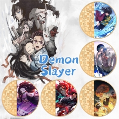 6 Styles Demon Slayer: Kimetsu no Yaiba Anime Souvenir Coin Souvenir Badge Cartoon Stainless Steel Decoration Badge