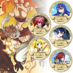 6 Styles Fairy Tail Anime Souvenir Coin Souvenir Badge Cartoon Stainless Steel Decoration Badge