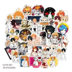 50PCS The Promised Neverland Pattern Decorative Collectible Waterproof Anime Luggage Stickers Set