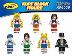 5 Styles Pretty Soldier Sailor Moon Anime Cartoon Model Miniature Building Blocks Collection 4.5CM #KF6035