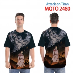 Attack on Titan Cartoon Model 3D Printing Short Sleeve Casual T-shirt (European Sizes)