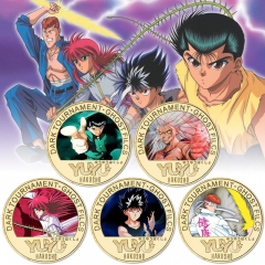 5 Styles Yu Yu Hakusho Anime Souvenir Coin Souvenir Badge Cartoon Stainless Steel Decoration Badge