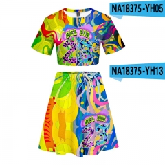 7 Styles Bel Air Cosplay 3D Digital Print T-shirt and Skirt Set