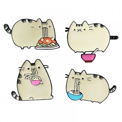 4 Styles Pusheen the Cat Cute Pattern Anime Alloy Brooch