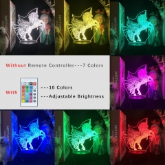 2 Different Bases Unicorn Anime 3D Nightlight with Remote Control