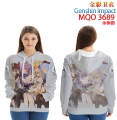 4 Styles Genshin Impact Cartoon Color Printing Patch Pocket Hooded Anime Hoodie