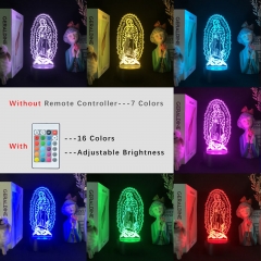 2 Different Bases Christian Blessed Virgin Mary Anime 3D Nightlight with Remote Control