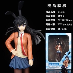 24 CM Seishun Buta Yarou Series Sakurajima Mai Cartoon Model Anime PVC Figure Collection Toy