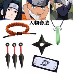 11 Styles Naruto Character Accesorios Anime Necklace+Kunai Sword+Shuriken+Headband+Bracelet Set