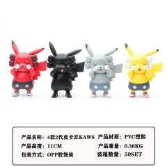 11 CM Pokemon Pikachu Cos KAWS Cartoon Character Collectible Anime Figure (4Pcs / Set)