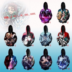 10 Styles Demon Slayer: Kimetsu no Yaiba Cosplay Cartoon Color Printing Hooded Anime Hoodie