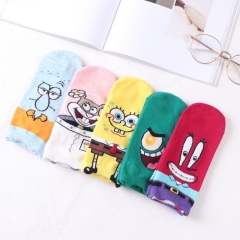 SpongeBob SquarePants 65% Cotton Anime Short Socks (5pairs/set)