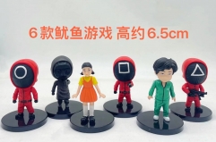 6pcs/set Squid Game/Round Six Cartoon Character Collectible Toy Model Anime Action Figure 6.5cm