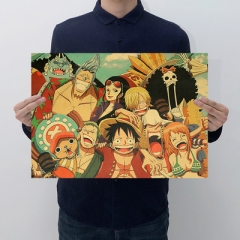 One Piece Cartoon Placard Home Decoration Retro Kraft Paper Anime Poster