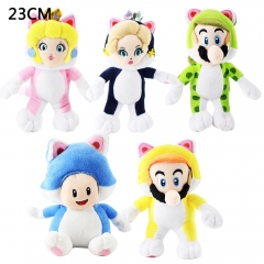 5 Style 23CM Super Mario Bro Mario Peach Infanta Cartoon Character Doll Anime Plush Toy
