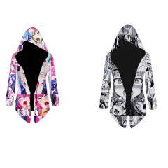 2 Color Cartoon Pattern Color Printing Wind Coat Hooded Anime Coat