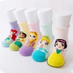 Disney Princess 75% Cotton Anime Short Socks For Kids (5pairs/set)