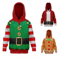 3 Style New Design Christmas Cartoon Pattern Cosplay For Children Long Sleeve Anime Hooded Hoodie