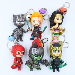 6pcs/set Marvel's The Avengers/The Flash/Wonder Woman Anime PVC Figure Keychain(Opp Bag)