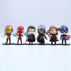 6pcs/set Marvel's The Avengers/ Iron Man/Spider Man/Captain America Anime PVC Figure Keychain(Opp Bag)