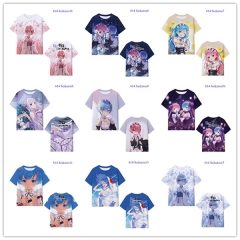 11 Styles Re:Life in a Different World from Zero/Re: Zero Color Printing Cosplay Anime T-shirt