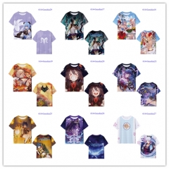 15 Styles Genshin Impact Color Printing Cosplay Anime T-shirt