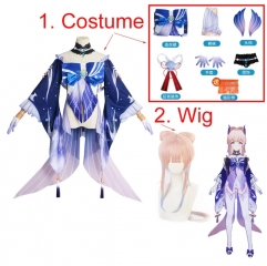 Genshin Impact Sangonomiya Kokomi Game Cosplay Cartoon Dress Clothes Wig Anime Costume Set
