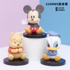 3Pcs/Set Mickey Mouse Pooh Bear Cartoon Character Model Toy Anime PVC Figure Doll