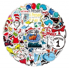 50Pcs Dr. Seuss Cartoon Pattern Decorative Collectible Waterproof Anime Luggage Stickers