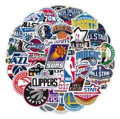 50Pcs NBA Team Logo Cartoon Pattern Decorative Collectible Waterproof Anime Luggage Stickers