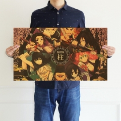 70.5*39.5 CM Demon Slayer: Kimetsu no Yaiba Cartoon Placard Home Decoration Retro Kraft Paper Anime Poster