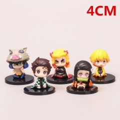 5PCS/SET 4CM Demon Slayer: Kimetsu no Yaiba Sitting Style PVC Anime Figure Toy (Opp Bag)