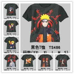 9 Styles Naruto Anime Black Cotton T- shirt ( S~XXL)