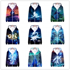 11 Styles Ori and the Blind Forest Cosplay 3D Digital Print Zipper Anime Hoodie