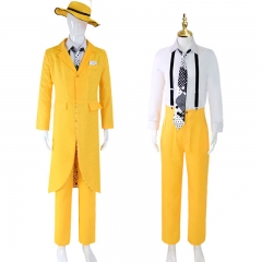 The Mask/La Mascara JimCarry Cosplay Hat Coat Pants Anime Costume Set