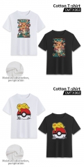 2 Styles Pokemon Pikachu Cosplay Decoration Cartoon Two Side Color Print Anime Canvas T Shirt